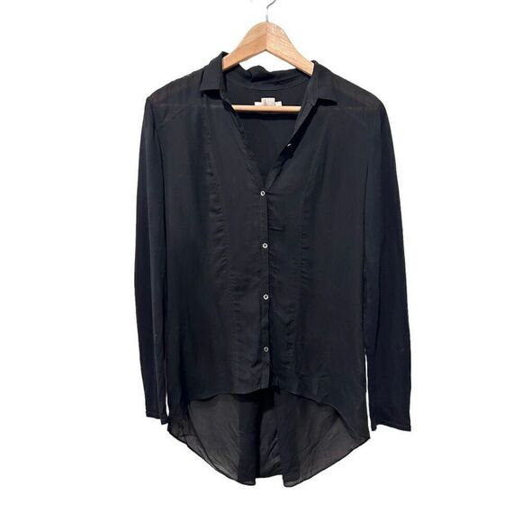 Helmut Lang High Low Hem Button Front Long Sleeve Blouse Black Size S Capsule - Picture 7 of 9